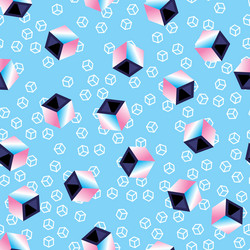 Multicolored 3d cubes on blue pattern background vector