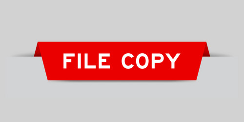 red color inserted label with word file copy vector image