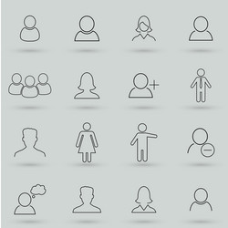 simple set of user related outline icons elements vector image