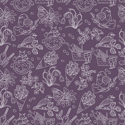 spring thin line seamless pattern vector