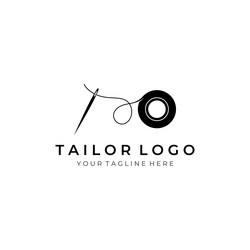 Tailor silhouette logo with needle thread benik Vector Image