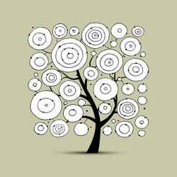 Abstract circles tree sketch for your design vector