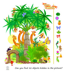 can you find 12 objects hidden in the picture vector image