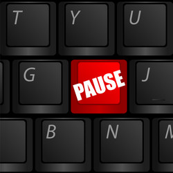 computer keyboard with pause in red color vector