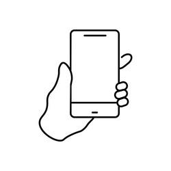 hand touch smartphone icon in line style cursor vector image