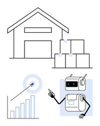 warehouse automation concept with robot bar graph vector image