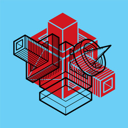 3d engineering abstract shape made using cubes vector image