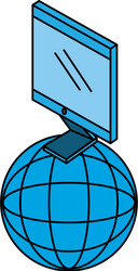 desktop computer with sphere browser vector image