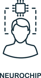 neurochip line icon thin style element from vector image
