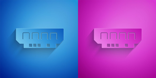 Paper cut ram random access memory icon isolated vector
