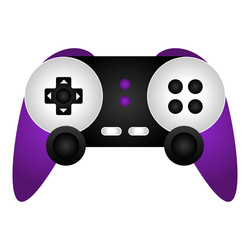 Purple joystick icon cartoon game control vector