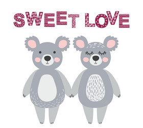 Sweet love scandinavian koalas kids print vector