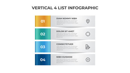 4 points steps block list layout diagram vector