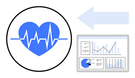heartbeat monitoring data analysis with graphs vector image