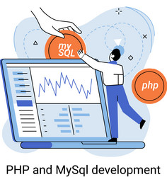 php and mysql development software website vector image