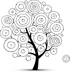 Abstract circles tree sketch for your design vector