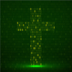 abstract sign coss binary code with neon light vector image
