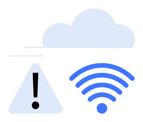 cloud connection issue represented by warning sign vector image