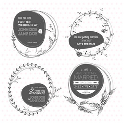 Floral Wedding Stamps Collection Vector Image