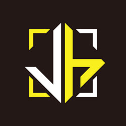 j h initials quadrangle monogram with square vector image