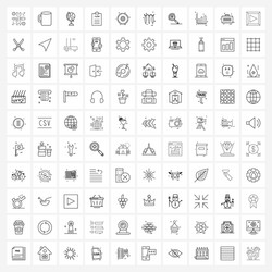 Set 100 simple line icons for web and print vector