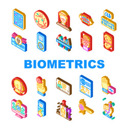 biometrics authentication scan icons set vector image