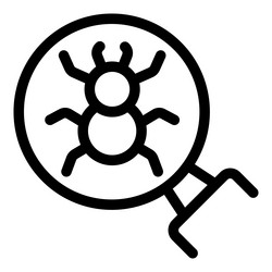 magnifying glass detecting a malicious computer vector image