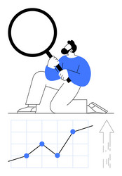 man analyzing data with magnifying glass vector image