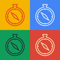 pop art line compass icon isolated on color vector image