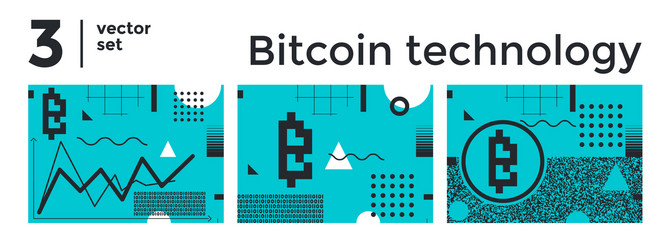 Set abstract background bitcoin technology vector