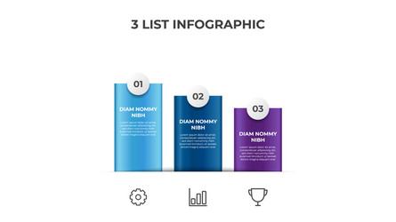 descending list diagram with 3 points steps vector image