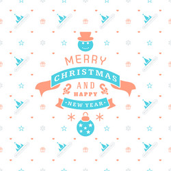 Merry christmas and happy new year retro design vector