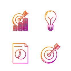 set line target document with graph chart vector image