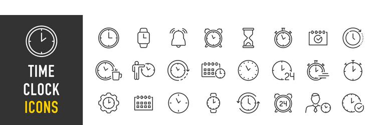 time and clock web icons in line style calendar vector image