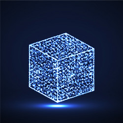 abstract cube with glowing particles vector