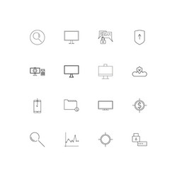 internet security linear thin icons set outlined vector image