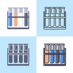 Test tube icon set in flat and line styles vector