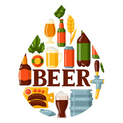 Background design with beer icons and objects vector