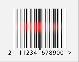 Barcode with Red Laser Pointer vector image