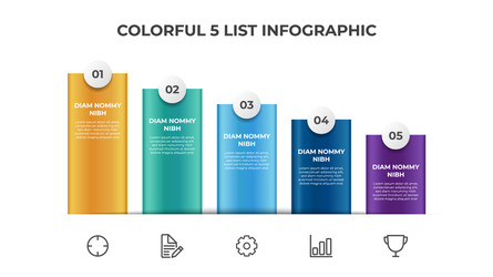 Descending list diagram with 5 points steps vector