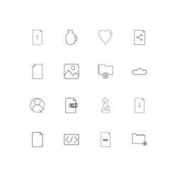 files and folders sign linear thin icons set vector image