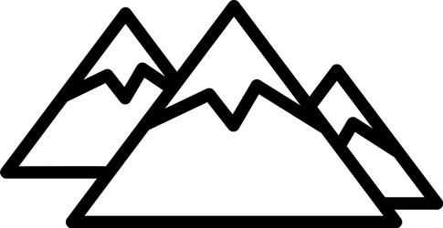 Mountain line icon in flat style for app ui vector