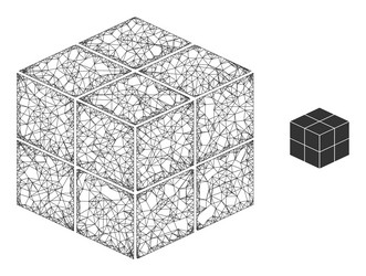 Net mesh 3d cube icon vector