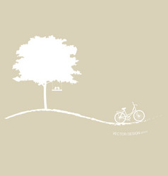 Abstract tree background with bicycle vector