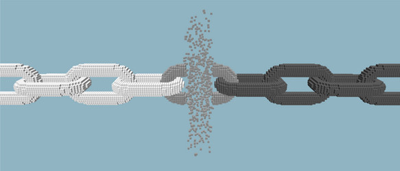 broken voxel chain blockchain concept 3d vector image