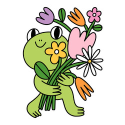 cute little frog with flowers Vector Image