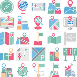 map and navigation isolated icons set vector image