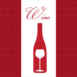 wine bottle and cup over red background vector