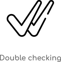 outline double checking icon isolated black vector