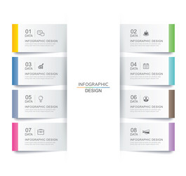 8 data infographics tab paper index template vector image